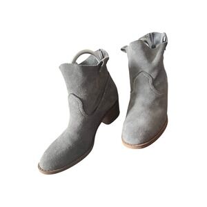 Carlos Santana Women's Gray Suede Leather Ankle Booties Western Cowgirl Sz8.5
